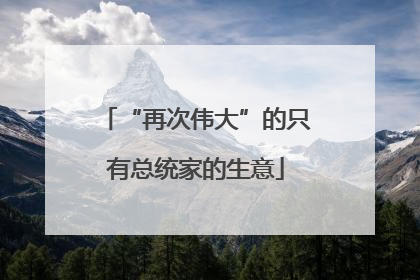 “再次伟大”的只有总统家的生意