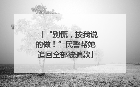 “别慌，按我说的做！”民警帮她追回全部被骗款