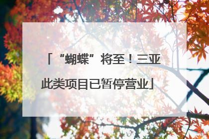 “蝴蝶”将至！三亚此类项目已暂停营业