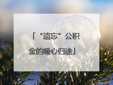 “遗忘”公积金的暖心归途