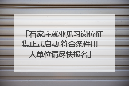 石家庄就业见习岗位征集正式启动 符合条件用人单位请尽快报名