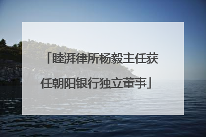 睦湃律所杨毅主任获任朝阳银行独立董事