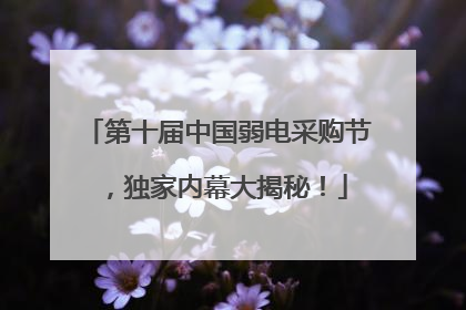 第十届中国弱电采购节，独家内幕大揭秘！