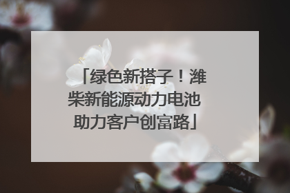 绿色新搭子！潍柴新能源动力电池助力客户创富路