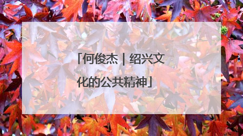 何俊杰｜绍兴文化的公共精神