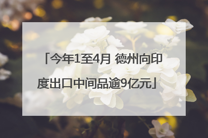 今年1至4月 德州向印度出口中间品逾9亿元