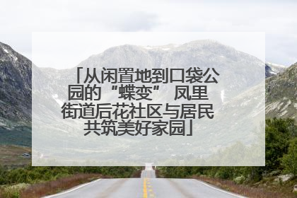 从闲置地到口袋公园的“蝶变” 凤里街道后花社区与居民共筑美好家园