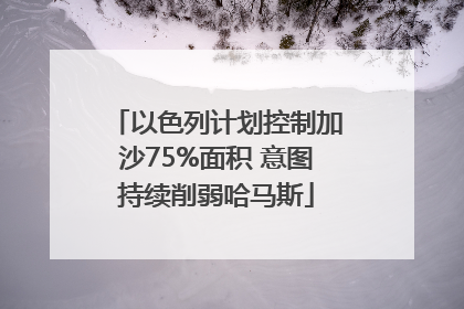 以色列计划控制加沙75%面积 意图持续削弱哈马斯