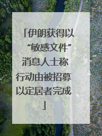 伊朗获得以“敏感文件” 消息人士称行动由被招募以定居者完成