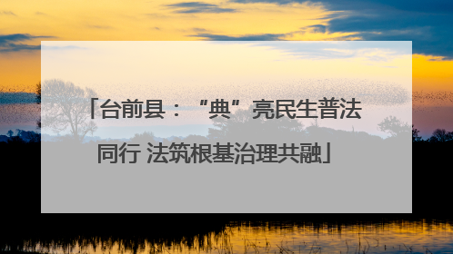 台前县：“典”亮民生普法同行 法筑根基治理共融