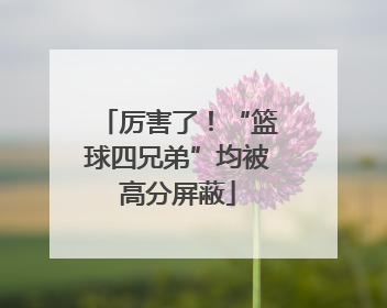 厉害了！“篮球四兄弟”均被高分屏蔽