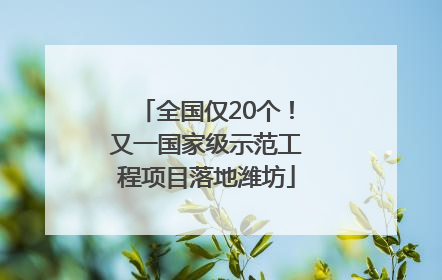 全国仅20个！又一国家级示范工程项目落地潍坊