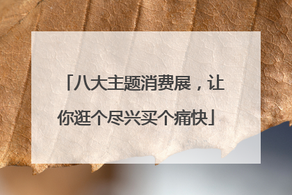 八大主题消费展，让你逛个尽兴买个痛快
