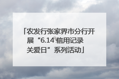 农发行张家界市分行开展“6.14 信用记录关爱日”系列活动