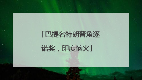 巴提名特朗普角逐诺奖，印度恼火
