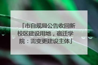 市自规局公告收回新校区建设用地，宿迁学院：需变更建设主体