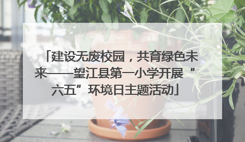 建设无废校园，共育绿色未来——望江县第一小学开展“六五”环境日主题活动
