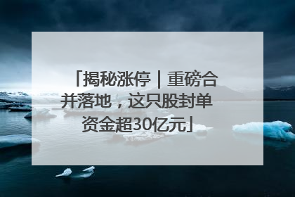 揭秘涨停｜重磅合并落地，这只股封单资金超30亿元