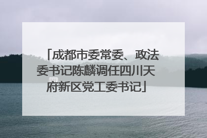 成都市委常委、政法委书记陈麟调任四川天府新区党工委书记
