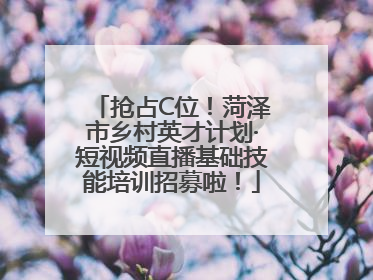 抢占C位！菏泽市乡村英才计划·短视频直播基础技能培训招募啦！