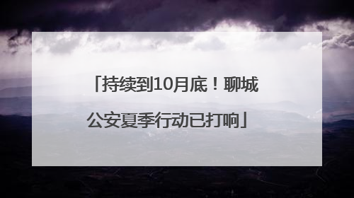 持续到10月底！聊城公安夏季行动已打响