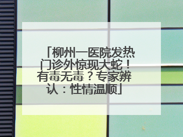 柳州一医院发热门诊外惊现大蛇！有毒无毒？专家辨认：性情温顺