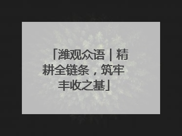潍观众语｜精耕全链条，筑牢丰收之基