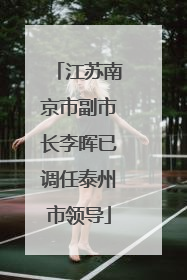 江苏南京市副市长李晖已调任泰州市领导