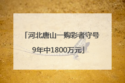 河北唐山一购彩者守号9年中1800万元