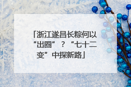 浙江遂昌长粽何以“出圈”？“七十二变”中探新路