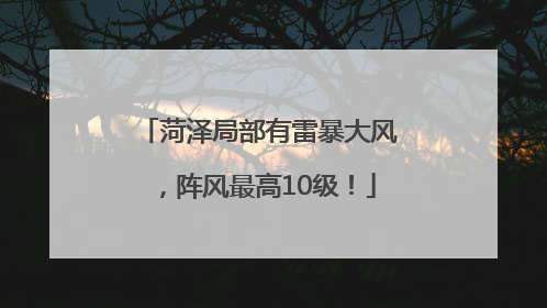 菏泽局部有雷暴大风，阵风最高10级！