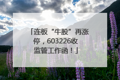 连板“牛股”再涨停，603226收监管工作函！