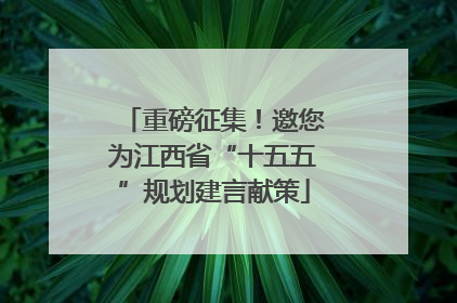 重磅征集！邀您为江西省“十五五”规划建言献策