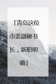 青岛这位市委副秘书长，新职明确