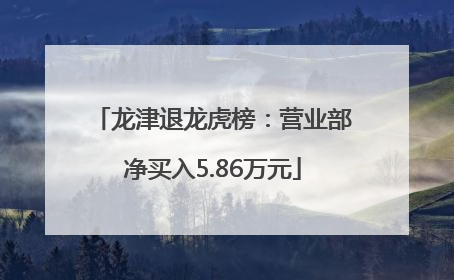 龙津退龙虎榜：营业部净买入5.86万元