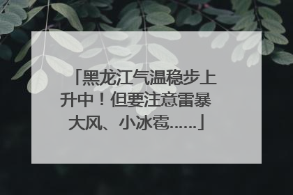 黑龙江气温稳步上升中！但要注意雷暴大风、小冰雹……