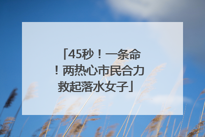 45秒！一条命！两热心市民合力救起落水女子